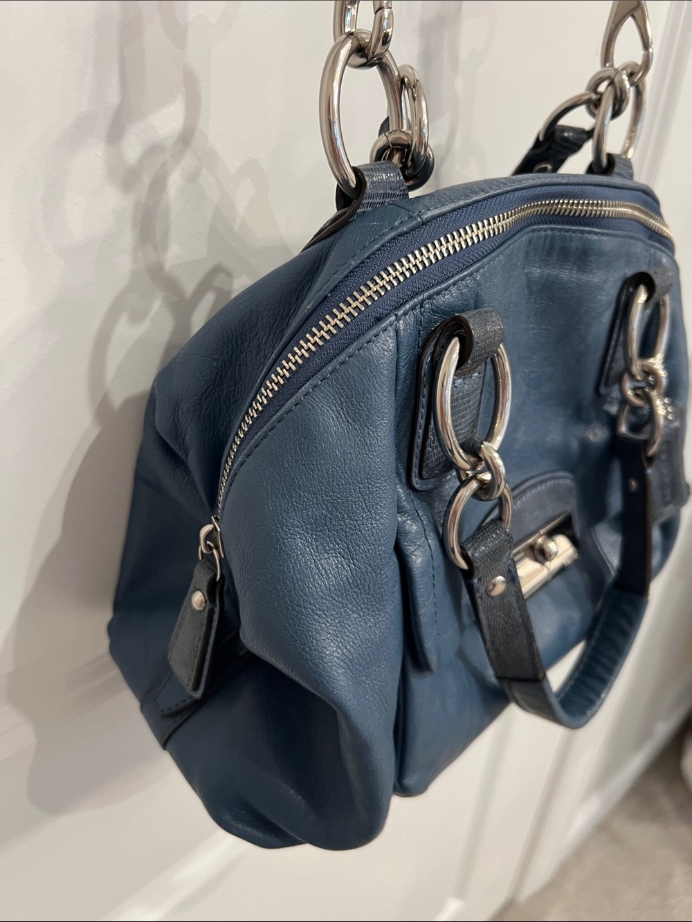 Coach 19296 Kristin Blue Leather Crossbody Satchel - Picture 7 of 16